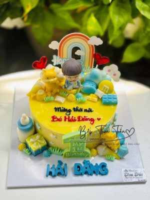 Bánh  thôi nôi bé Trai vàng 18cm