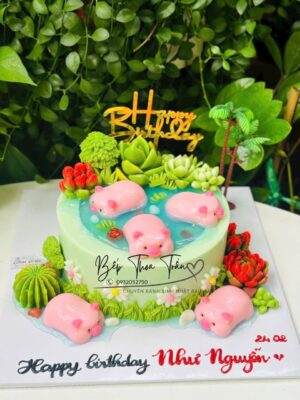 Bánh hồ heo hồng 18cm